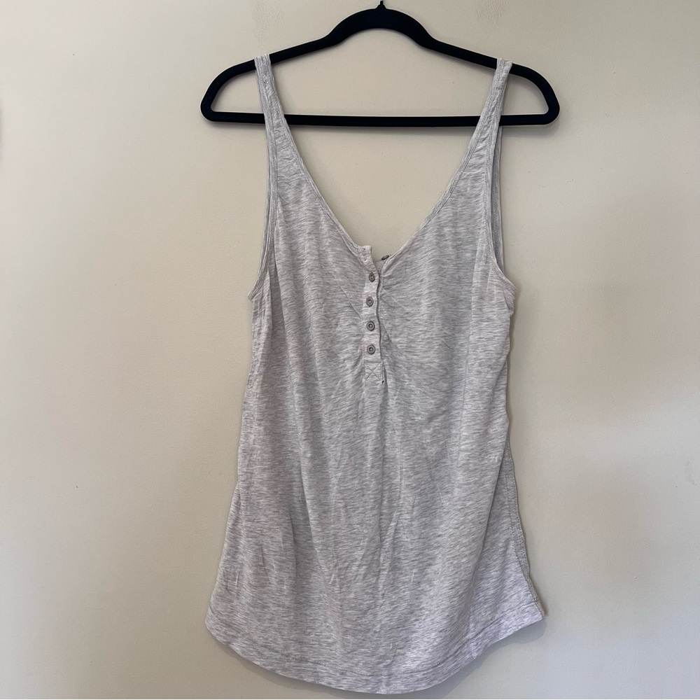 Lululemon Heather Light Gray Button Front Top - image 3